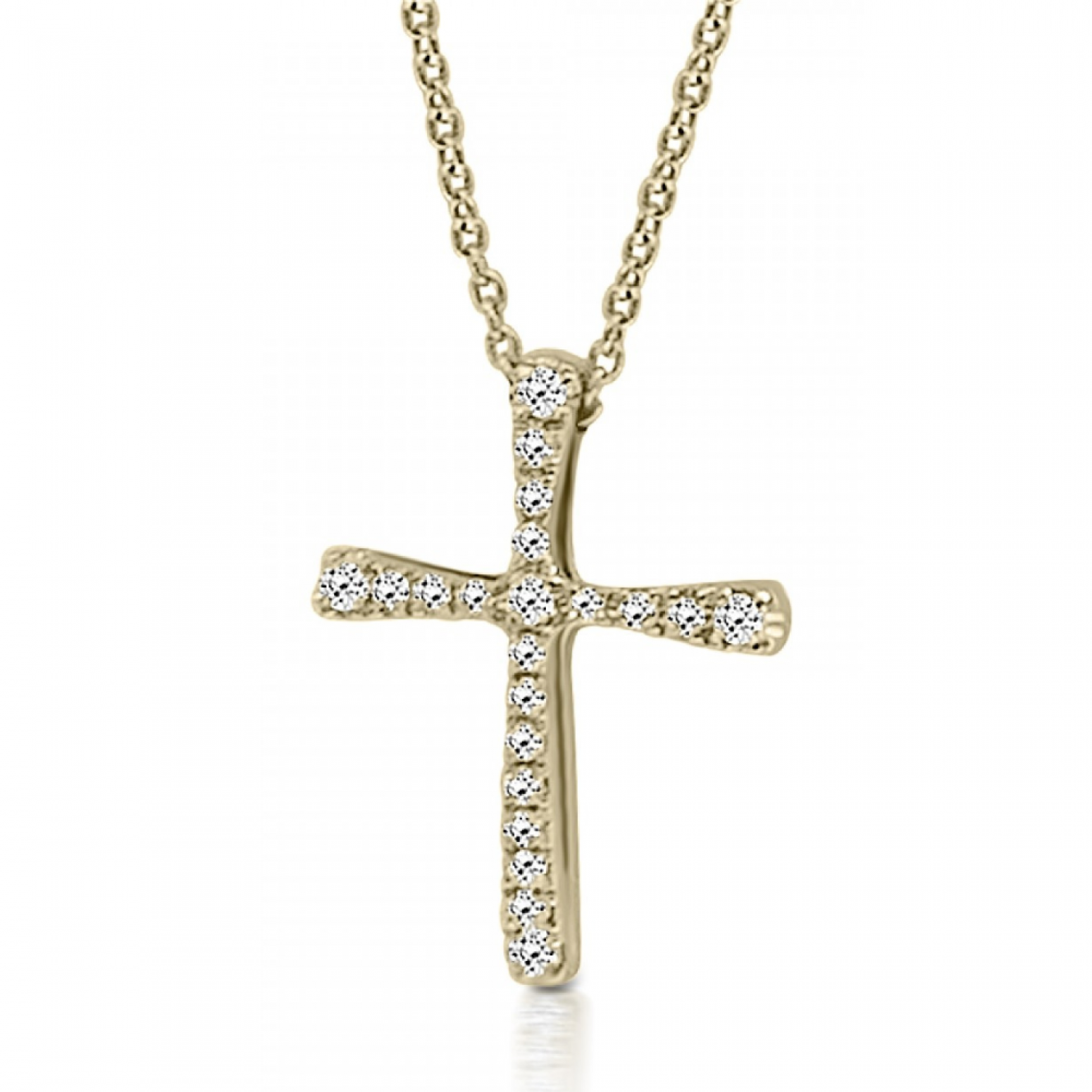 Baptism cross with chain K18 gold with diamonds 0.08ct, VS2, H ko5178 CROSSES Κοσμηματα - chrilia.gr