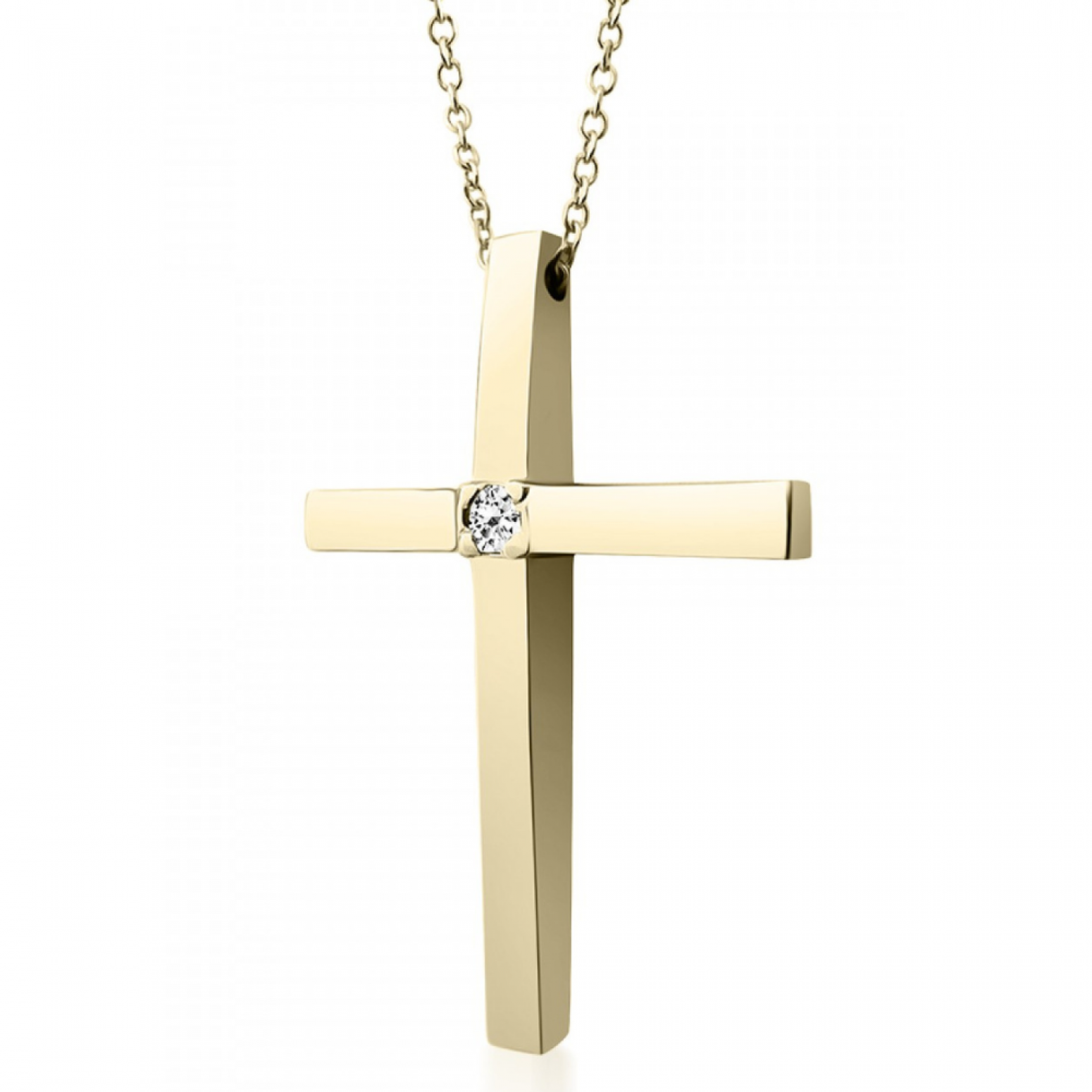 Βαπτιστικός σταυρός με αλυσίδα Κ18 χρυσό με διαμάντι 0.02ct, VS1, H st3986 ΣΤΑΥΡΟΙ Κοσμηματα - chrilia.gr