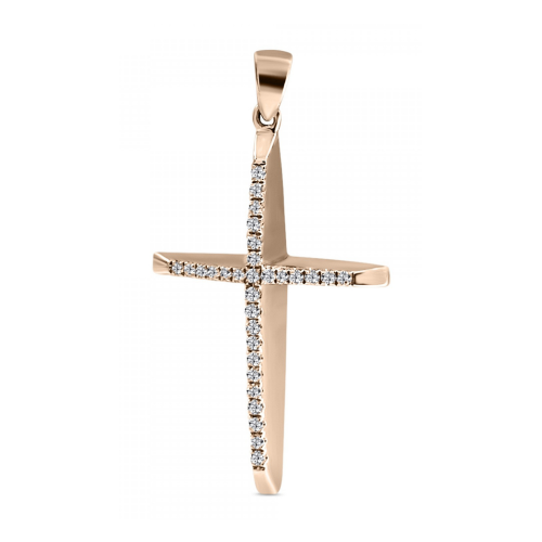 Βαπτιστικός σταυρός Κ18 ροζ χρυσό με διαμάντια 0.15ct, VS2, H st3691 ΣΤΑΥΡΟΙ Κοσμηματα - chrilia.gr