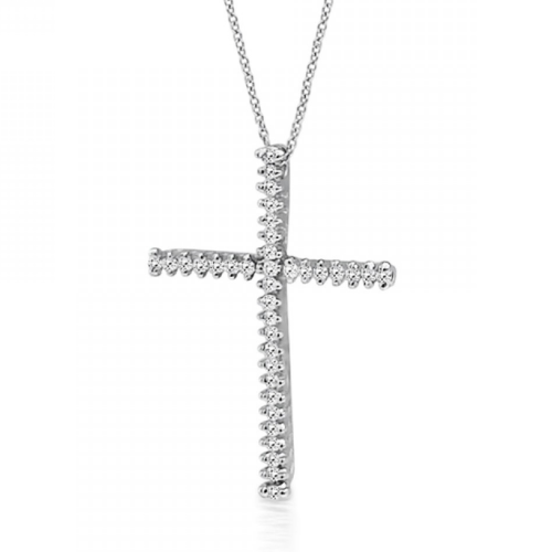 Baptism cross with chain K18 white gold with diamonds 0.21ct, VS2, H ko5168 CROSSES Κοσμηματα - chrilia.gr