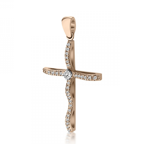 Βαπτιστικός σταυρός Κ18 ροζ χρυσό με διαμάντια 0.11ct, VS2, H st4032 ΣΤΑΥΡΟΙ Κοσμηματα - chrilia.gr