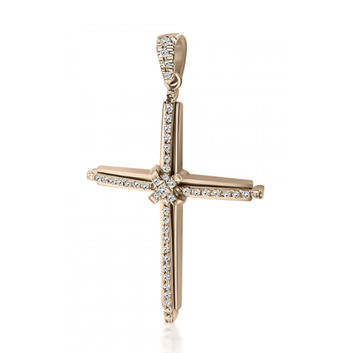 Βαπτιστικός σταυρός Κ18 ροζ χρυσό με διαμάντια 0.16ct, VS2, H  st4026 ΣΤΑΥΡΟΙ Κοσμηματα - chrilia.gr