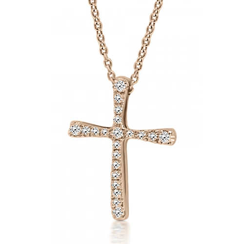 Βαπτιστικός σταυρός με αλυσίδα Κ18 ροζ χρυσό με διαμάντια 0.08ct, VS2, H ko5165 ΣΤΑΥΡΟΙ Κοσμηματα - chrilia.gr