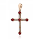 Baptism cross K18 pink gold with diamonds 0.07ct, VS1, G and rubies 0.35ct, st3847