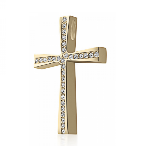 Βαπτιστικός σταυρός Κ14 χρυσό με ζιργκόν st3880 ΣΤΑΥΡΟΙ Κοσμηματα - chrilia.gr