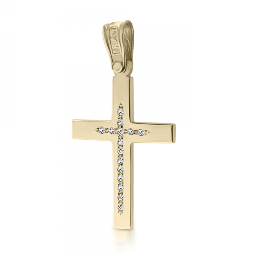 Βαπτιστικός σταυρός Κ14 χρυσό με ζιργκόν st3542 ΣΤΑΥΡΟΙ Κοσμηματα - chrilia.gr