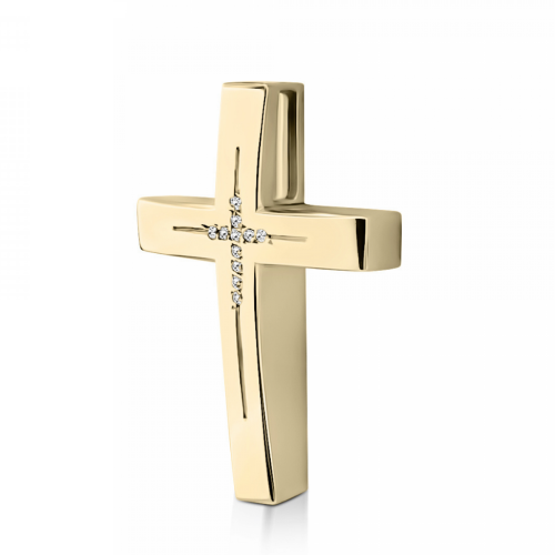 Βαπτιστικός σταυρός Κ14 χρυσό με ζιργκόν st3872 ΣΤΑΥΡΟΙ Κοσμηματα - chrilia.gr