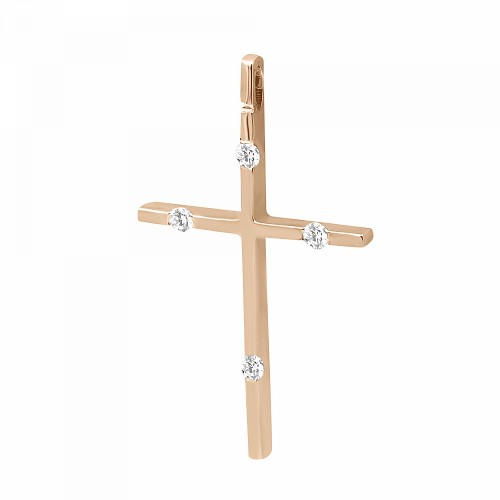 Βαπτιστικός σταυρός Κ18 ροζ χρυσό με διαμάντια 0.14ct, SI1, H st3690 ΣΤΑΥΡΟΙ Κοσμηματα - chrilia.gr
