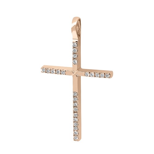 Βαπτιστικός σταυρός Κ18 ροζ χρυσό με διαμάντια 0.10ct, VS2, H st3697 ΣΤΑΥΡΟΙ Κοσμηματα - chrilia.gr