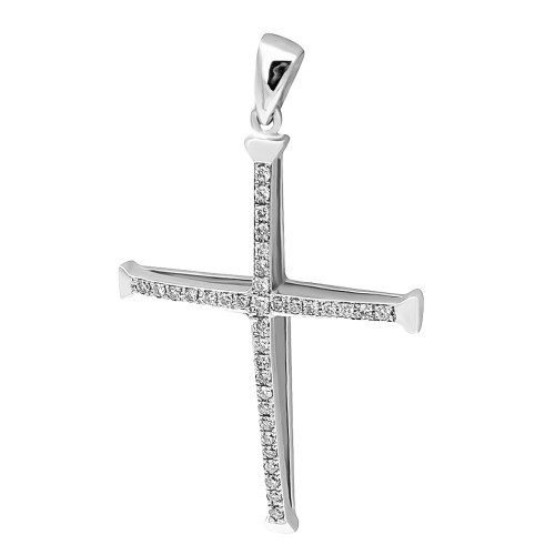 Βαπτιστικός σταυρός Κ18 λευκόχρυσο με διαμάντια 0.13ct, VS2, H st3572 ΣΤΑΥΡΟΙ Κοσμηματα - chrilia.gr