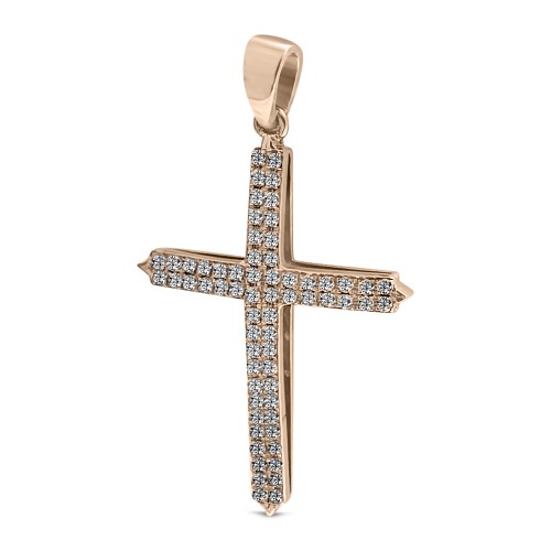 Βαπτιστικός σταυρός Κ18 ροζ χρυσό με διαμάντια 0.22ct, VS2, H st3574 ΣΤΑΥΡΟΙ Κοσμηματα - chrilia.gr