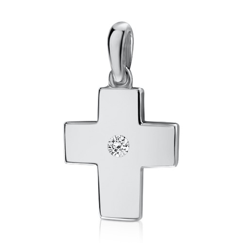 Βαπτιστικός σταυρός Κ18 λευκόχρυσο με διαμάντι 0.11ct, VS1, G st3603 ΣΤΑΥΡΟΙ Κοσμηματα - chrilia.gr