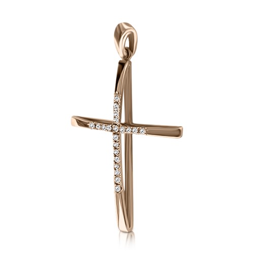 Βαπτιστικός σταυρός Κ18 ροζ χρυσό με διαμάντια 0.09ct, VS2, H  st3609 ΣΤΑΥΡΟΙ Κοσμηματα - chrilia.gr