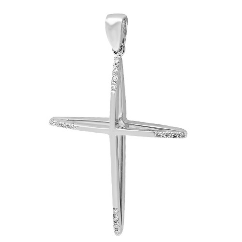 Βαπτιστικός σταυρός Κ18 λευκόχρυσο με διαμάντια 0.06ct, VS2, H st3611 ΣΤΑΥΡΟΙ Κοσμηματα - chrilia.gr