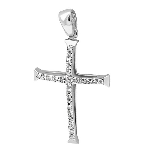 Βαπτιστικός σταυρός Κ18 λευκόχρυσο με διαμάντια 0.10ct, VS2, H st3617 ΣΤΑΥΡΟΙ Κοσμηματα - chrilia.gr