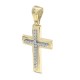 Baptism cross K14 gold and white gold with zircon st3641
