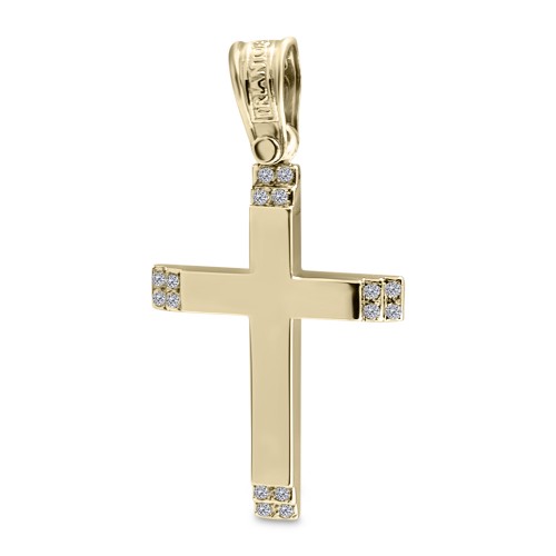 Βαπτιστικός σταυρός Κ14 χρυσό με ζιργκόν st3672 ΣΤΑΥΡΟΙ Κοσμηματα - chrilia.gr