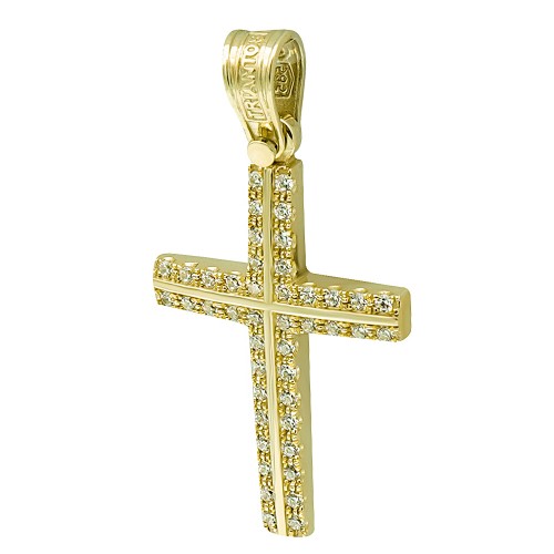 Βαπτιστικός σταυρός Κ14 χρυσό με ζιργκόν st3673 ΣΤΑΥΡΟΙ Κοσμηματα - chrilia.gr