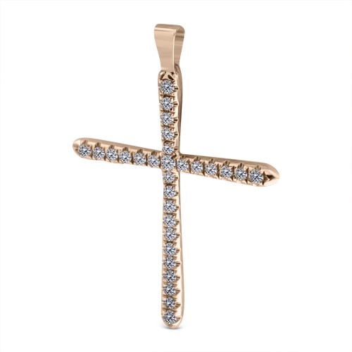Βαπτιστικός σταυρός Κ18 ροζ χρυσό με διαμάντια 0.15ct, VS2, H st3692 ΣΤΑΥΡΟΙ Κοσμηματα - chrilia.gr