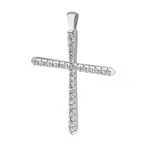 Βαπτιστικός σταυρός Κ18 λευκόχρυσο με διαμάντια 0.15ct, VS2, H st3695 ΣΤΑΥΡΟΙ Κοσμηματα - chrilia.gr