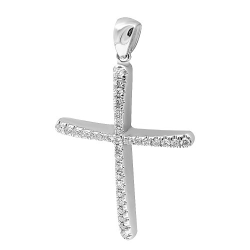 Βαπτιστικός σταυρός Κ18 λευκόχρυσο με διαμάντια 0.16ct, VS2, H st3702 ΣΤΑΥΡΟΙ Κοσμηματα - chrilia.gr