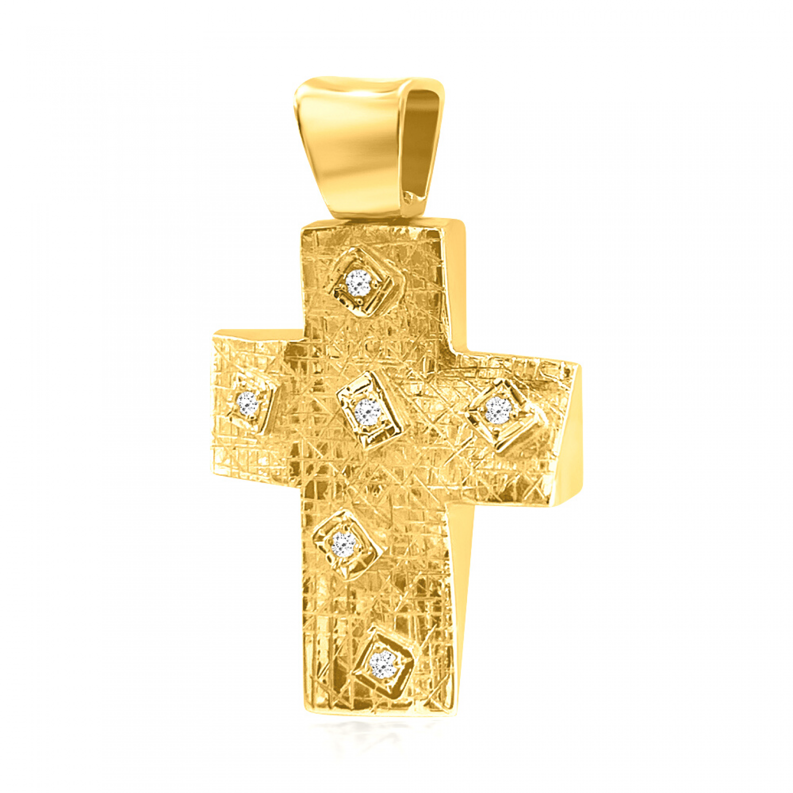 Baptism cross K14 gold with zircon st2187 CROSSES Κοσμηματα - chrilia.gr