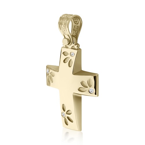 Βαπτιστικός σταυρός Κ14 χρυσό με ζιργκόν st3480 ΣΤΑΥΡΟΙ Κοσμηματα - chrilia.gr