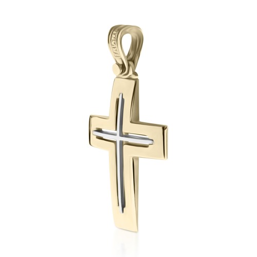 Βαπτιστικός σταυρός Κ14 χρυσό και λευκόχρυσο st3528 ΣΤΑΥΡΟΙ Κοσμηματα - chrilia.gr