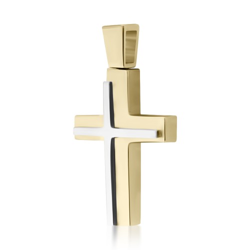Βαπτιστικός σταυρός Κ14 χρυσό και λευκόχρυσο st3577 ΣΤΑΥΡΟΙ Κοσμηματα - chrilia.gr