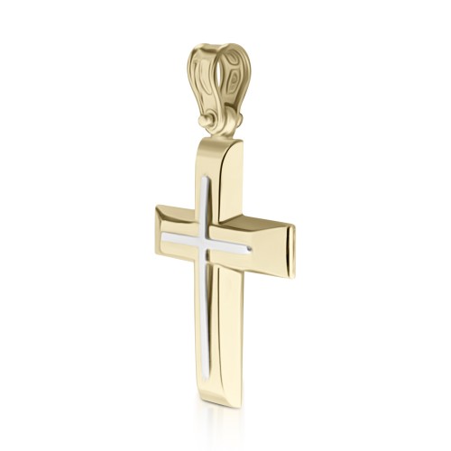 Βαπτιστικός σταυρός Κ14 χρυσό και λευκόχρυσο st3635 ΣΤΑΥΡΟΙ Κοσμηματα - chrilia.gr