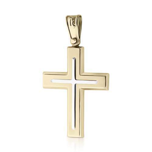 Βαπτιστικός σταυρός Κ14 χρυσό και λευκόχρυσο st3667 ΣΤΑΥΡΟΙ Κοσμηματα - chrilia.gr