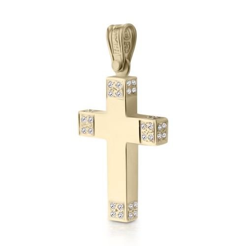 Βαπτιστικός σταυρός Κ14 χρυσό με ζιργκόν st3674 ΣΤΑΥΡΟΙ Κοσμηματα - chrilia.gr
