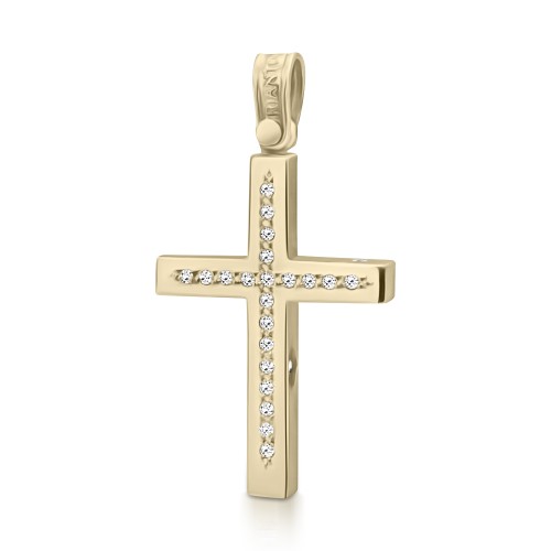 Βαπτιστικός σταυρός Κ14 χρυσό με ζιργκόν st3711 ΣΤΑΥΡΟΙ Κοσμηματα - chrilia.gr