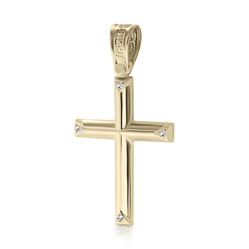 Βαπτιστικός σταυρός Κ14 χρυσός με ζιργκόν st3772 ΣΤΑΥΡΟΙ Κοσμηματα - chrilia.gr
