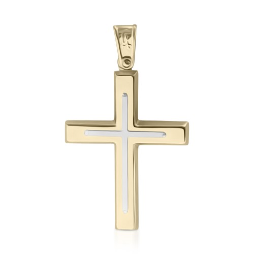 Βαπτιστικός σταυρός Κ14 χρυσό και λευκόχρυσο st3791 ΣΤΑΥΡΟΙ Κοσμηματα - chrilia.gr