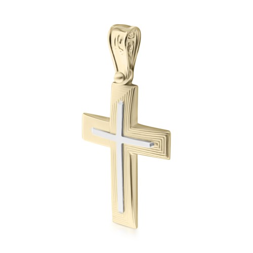 Βαπτιστικός σταυρός Κ14 χρυσό και λευκόχρυσο st3793 ΣΤΑΥΡΟΙ Κοσμηματα - chrilia.gr