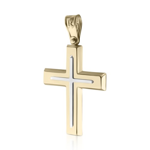 Βαπτιστικός σταυρός Κ14 χρυσό και λευκόχρυσο st3794 ΣΤΑΥΡΟΙ Κοσμηματα - chrilia.gr