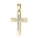 Baptism cross K14 gold and white gold with zircon st3799