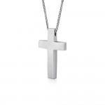 Double sided baptism cross with chain K14 white gold, ko5229 CROSSES Κοσμηματα - chrilia.gr