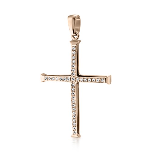 Βαπτιστικός σταυρός Κ18 ροζ χρυσό με διαμάντια 0.13ct, VS2, H st3623 ΣΤΑΥΡΟΙ Κοσμηματα - chrilia.gr