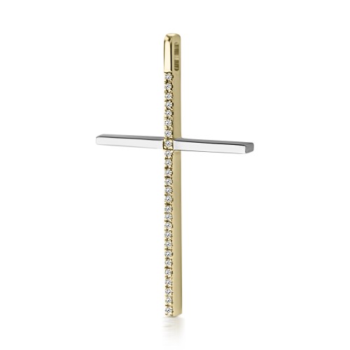 Βαπτιστικός σταυρός Κ18 χρυσό και λευκόχρυσο με διαμάντια 0.06ct, VS2, H st3854 ΣΤΑΥΡΟΙ Κοσμηματα - chrilia.gr
