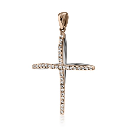 Βαπτιστικός σταυρός Κ18 ροζ χρυσό και λευκόχρυσο με διαμάντια 0.15ct, VS2, H st3860 ΣΤΑΥΡΟΙ Κοσμηματα - chrilia.gr