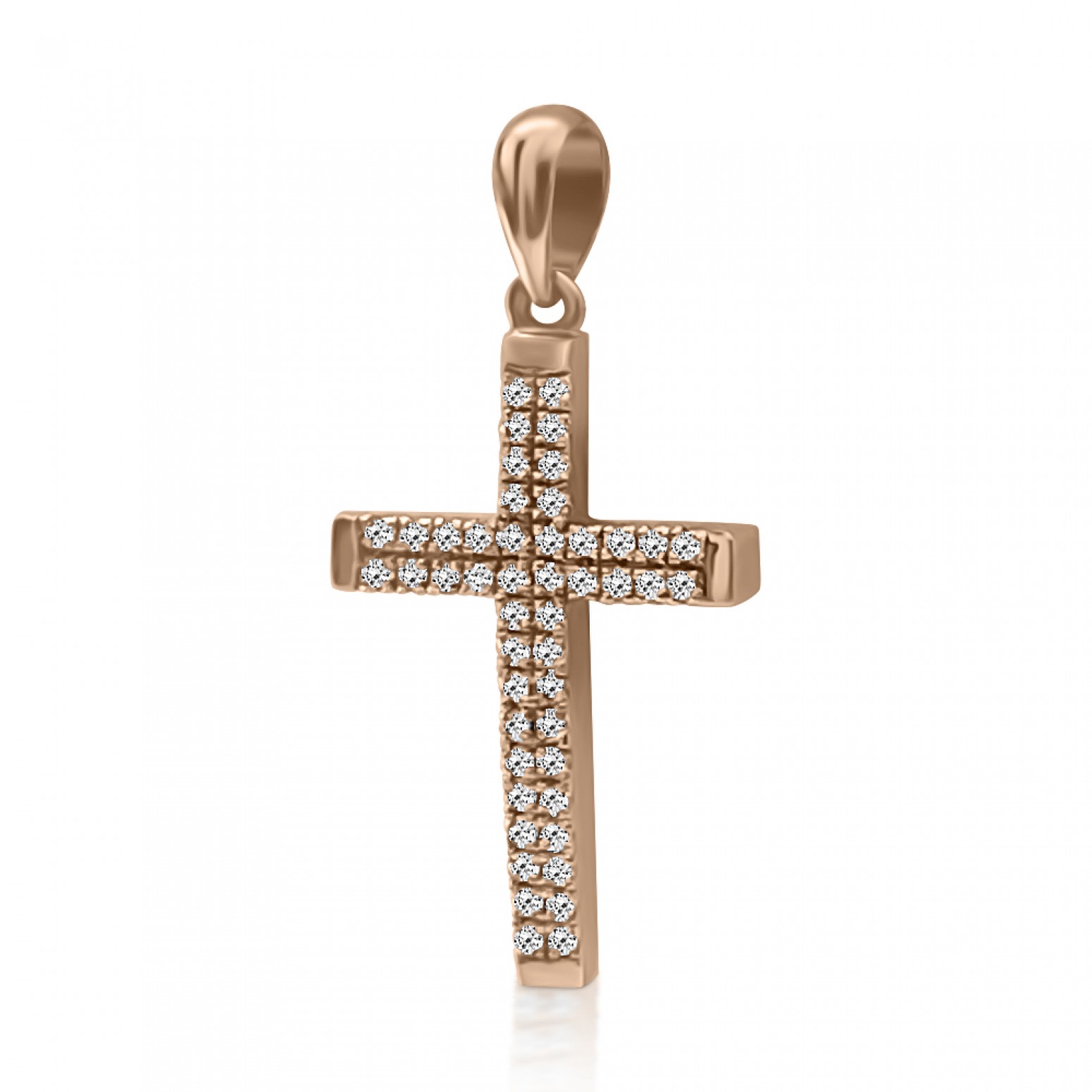 Baptism cross K18 pink gold with diamonds 0.17ct, VS1, H st3866 CROSSES Κοσμηματα - chrilia.gr