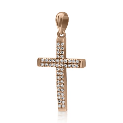 Βαπτιστικός σταυρός Κ18 ροζ χρυσό με διαμάντια 0.17ct, VS1, H st3866 ΣΤΑΥΡΟΙ Κοσμηματα - chrilia.gr