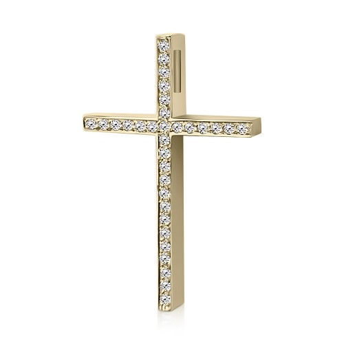 Βαπτιστικός σταυρός Κ14 χρυσό με ζιργκόν st3870 ΣΤΑΥΡΟΙ Κοσμηματα - chrilia.gr