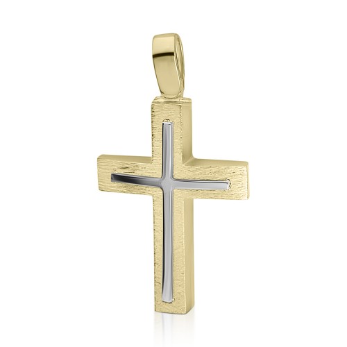Βαπτιστικός σταυρός Κ14 χρυσό και λευκόχρυσο, st3887 ΣΤΑΥΡΟΙ Κοσμηματα - chrilia.gr