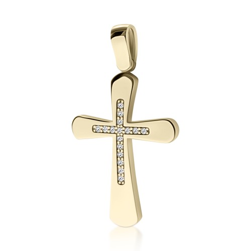 Βαπτιστικός σταυρός Κ14 χρυσό με ζιργκόν διπλής όψης, st3893 ΣΤΑΥΡΟΙ Κοσμηματα - chrilia.gr