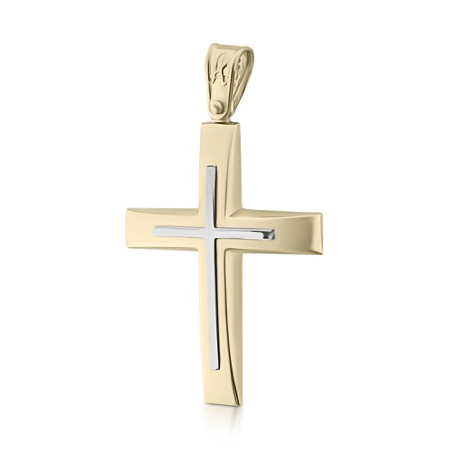 Βαπτιστικός σταυρός Κ14 χρυσό και λευκόχρυσο st3947 ΣΤΑΥΡΟΙ Κοσμηματα - chrilia.gr