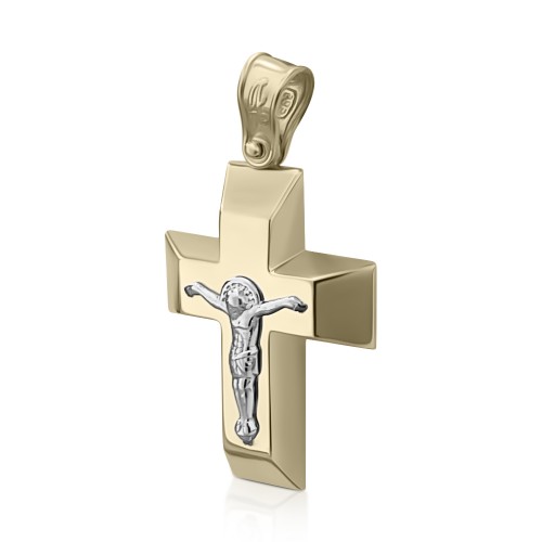 Βαπτιστικός σταυρός Κ14 χρυσό και λευκόχρυσο st3953 ΣΤΑΥΡΟΙ Κοσμηματα - chrilia.gr