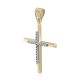 Baptism cross K14 gold and white gold with zircon st3958
